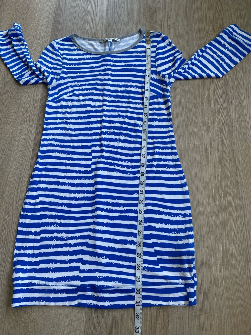 Trina Turk Blue White Striped Knit Dress Small Nautical Stretch 3/4 Sleeve - Picture 11 of 11